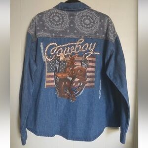 rodeo quincy western denim shirt jacket